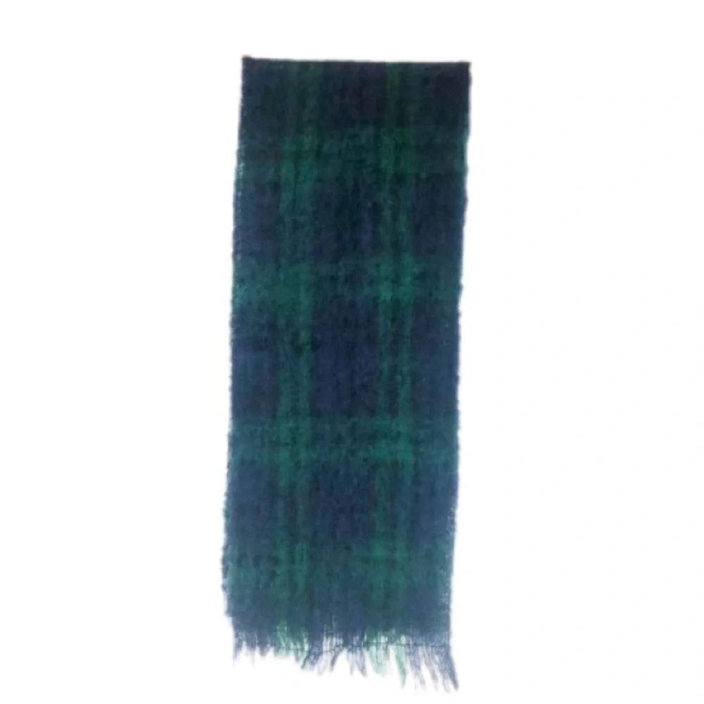Vintage Black Watch Blackwatch Tartan Plaid Mohair Wool Scarf Highlands Scotland
